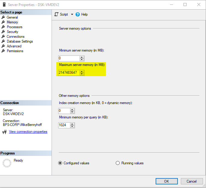 Settings In SQL Server? - BPS-Corp